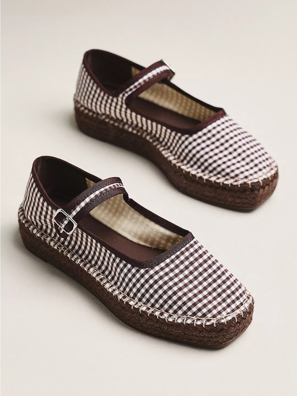MAEVE MARY JANE ESPADRILLE FLATS - Brown Gingham